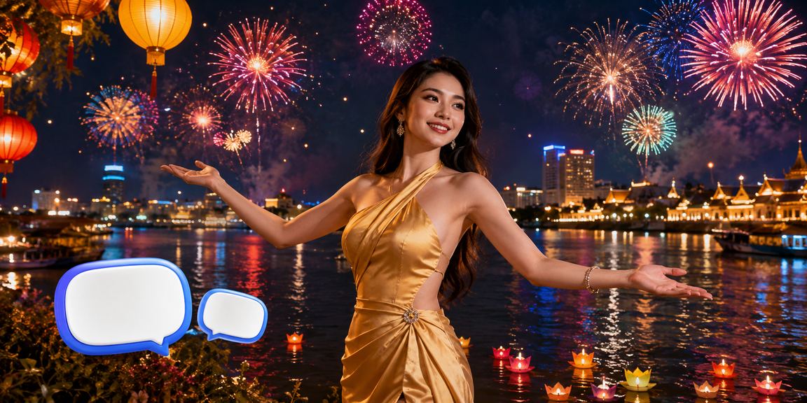 Cảnh sòng bạc trực tuyến vào ban đêm với không gian hiện đại tại vùng Mekong